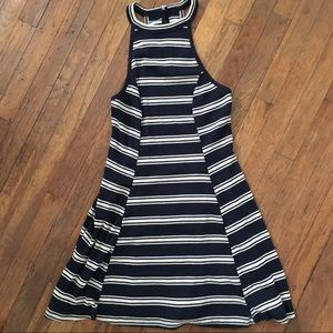 Navy striped skater dress